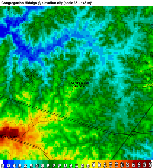 Congregación Hidalgo elevation map