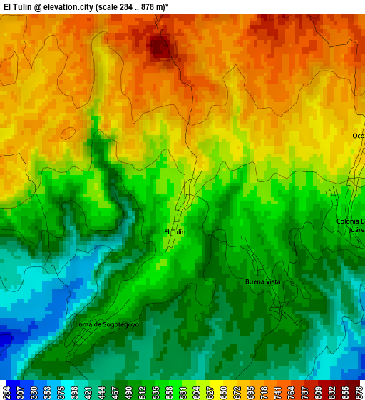 El Tulín elevation map