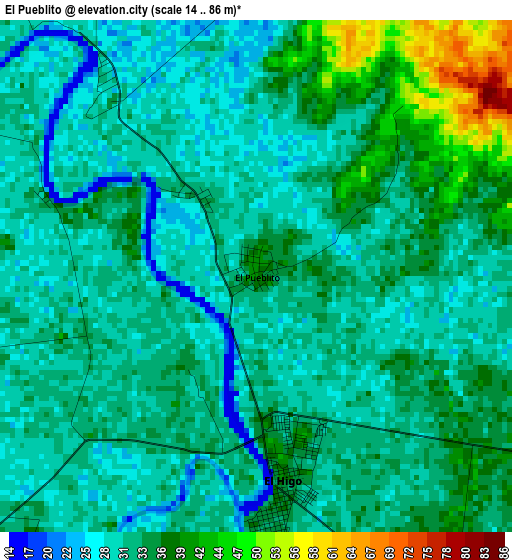 El Pueblito elevation map