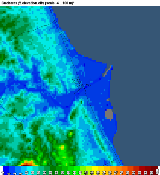 Cucharas elevation map