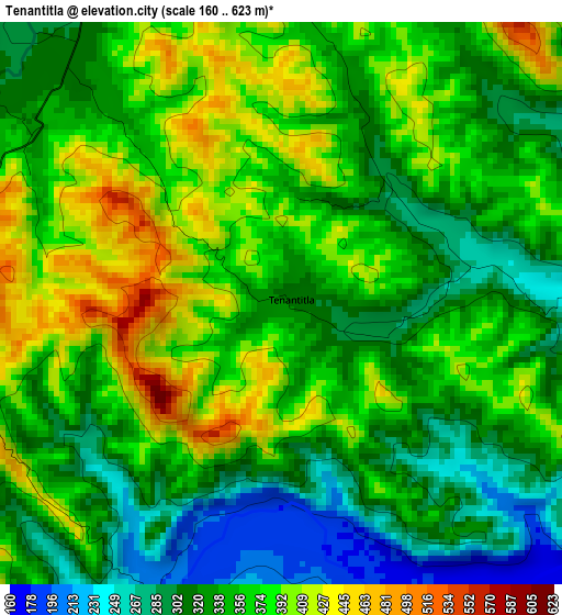 Tenantitla elevation map