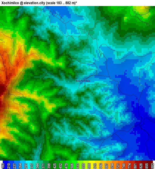 Xochimilco elevation map