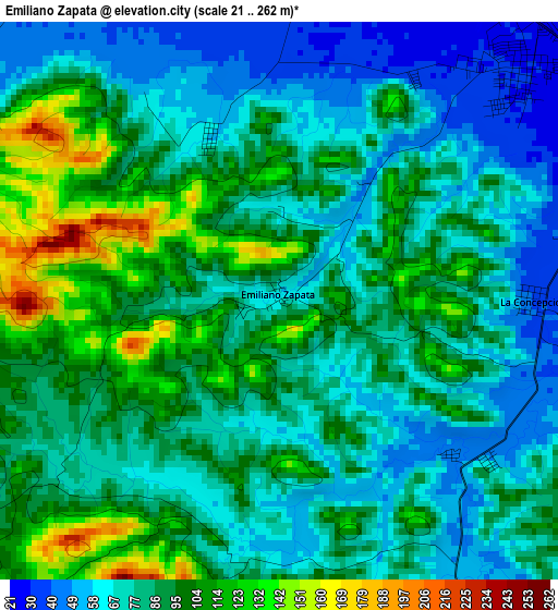 Emiliano Zapata elevation map