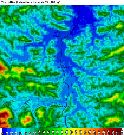 Tincontlán elevation map