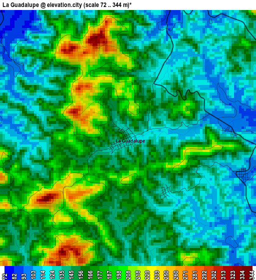 La Guadalupe elevation map