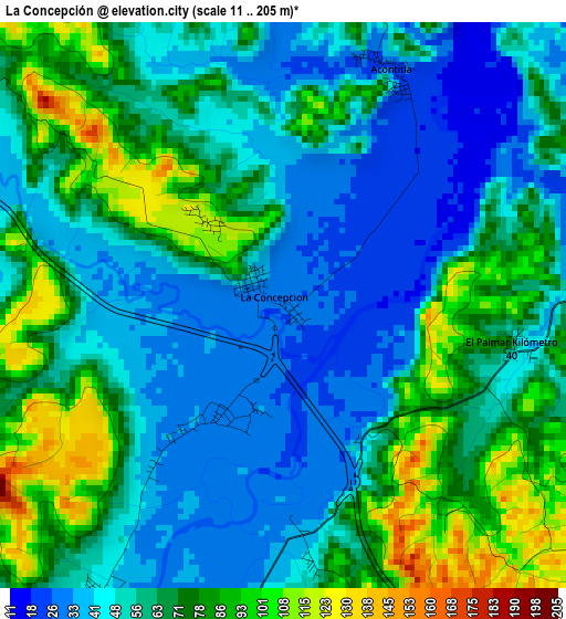 La Concepción elevation map