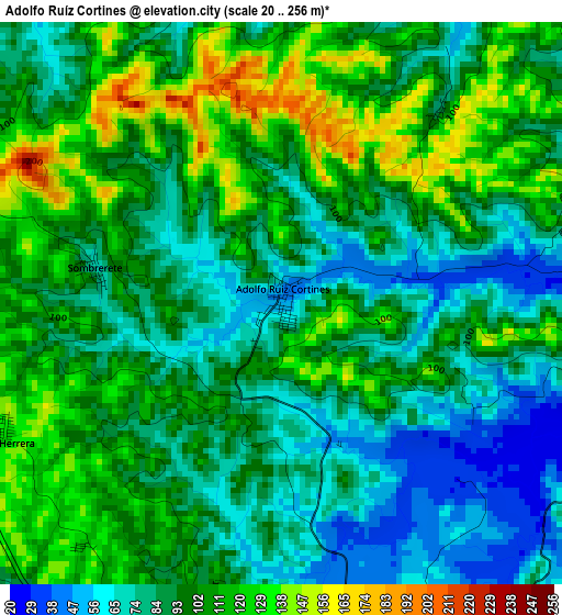 Adolfo Ruíz Cortines elevation map