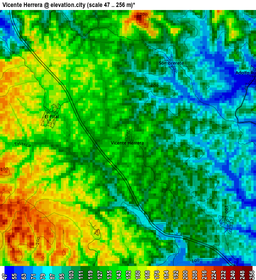 Vicente Herrera elevation map