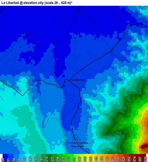 La Libertad elevation map