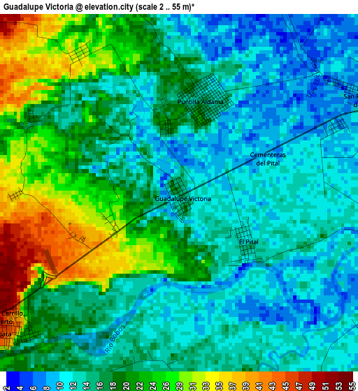 Guadalupe Victoria elevation map