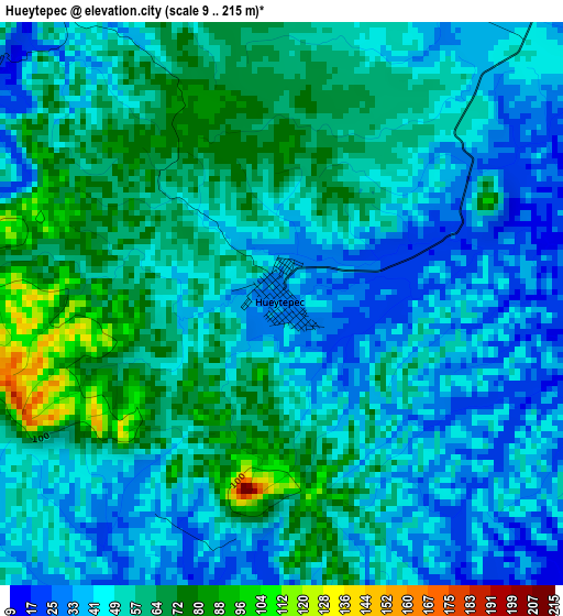 Hueytepec elevation map