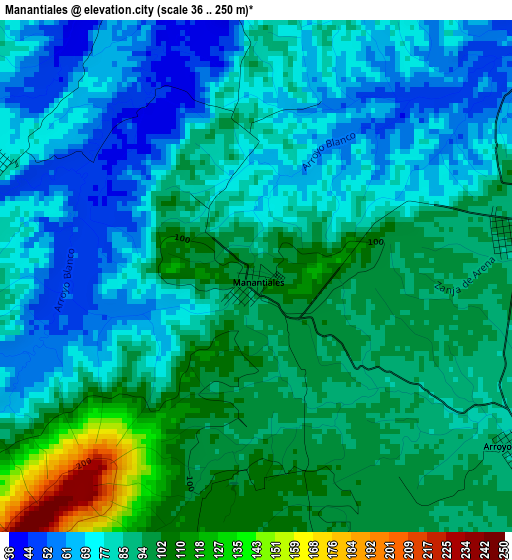 Manantiales elevation map