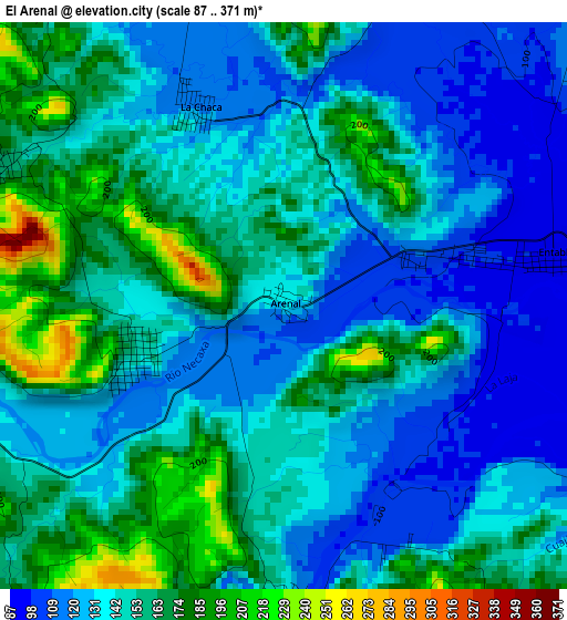 El Arenal elevation map