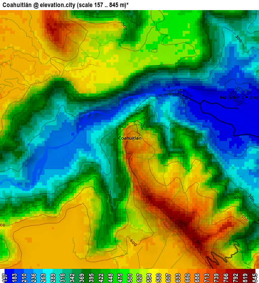 Coahuitlán elevation map