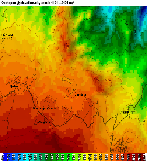 Ocotepec elevation map