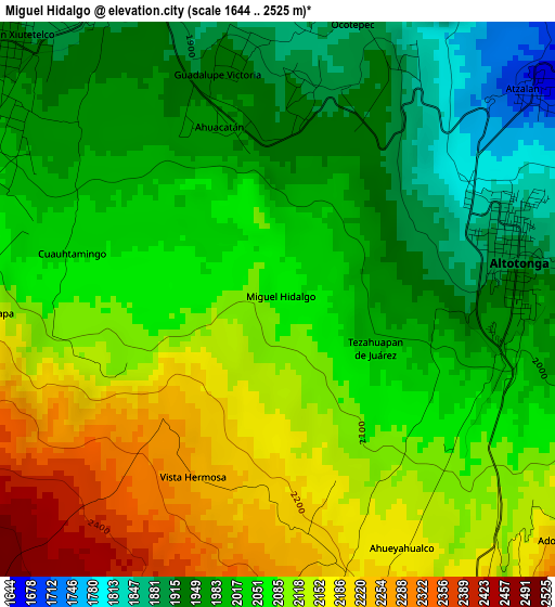 Miguel Hidalgo elevation map