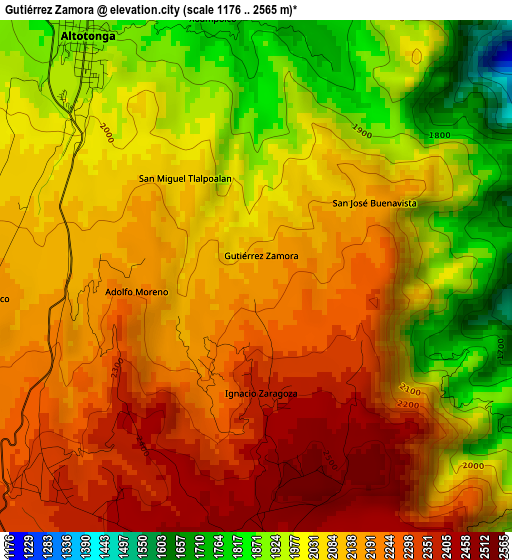 Gutiérrez Zamora elevation map