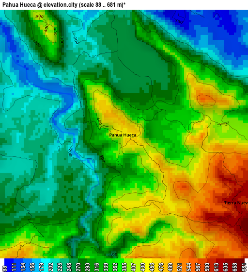 Pahua Hueca elevation map