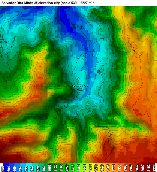 Salvador Díaz Mirón elevation map