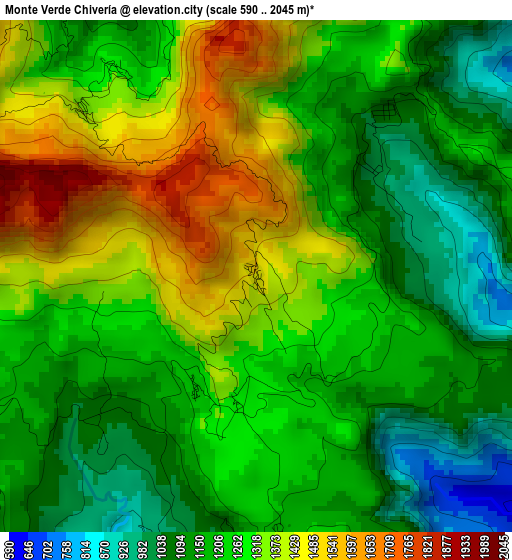 Monte Verde Chivería elevation map