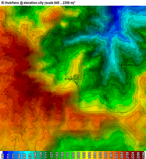 El Huérfano elevation map