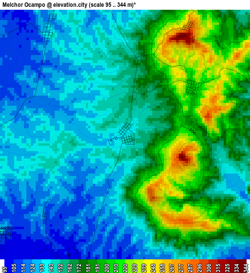 Melchor Ocampo elevation map