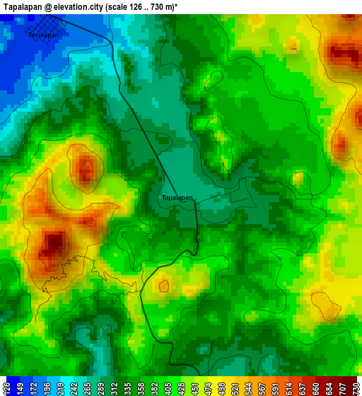 Tapalapan elevation map