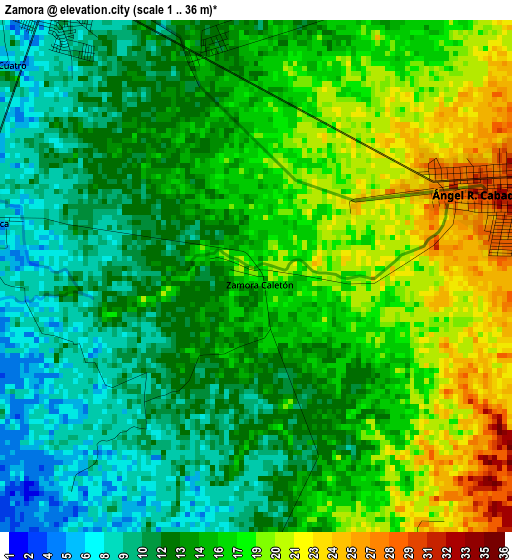 Zamora elevation map