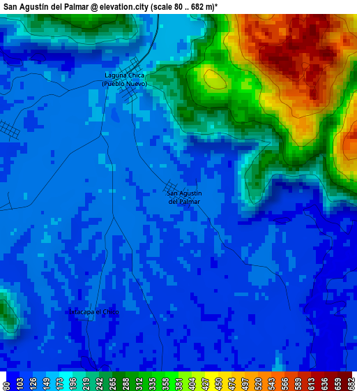 San Agustín del Palmar elevation map