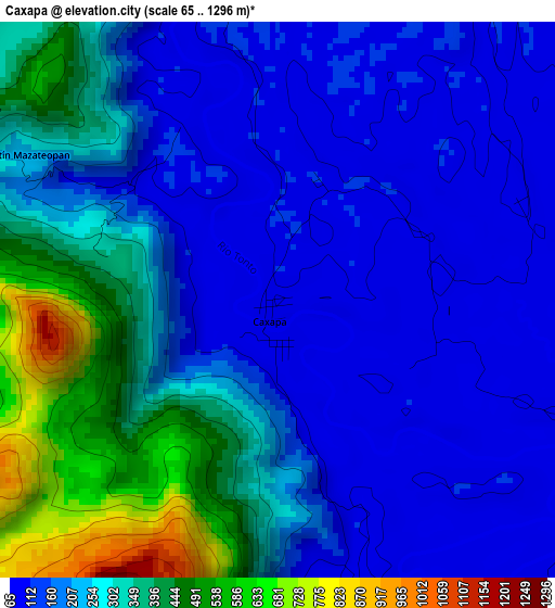 Caxapa elevation map