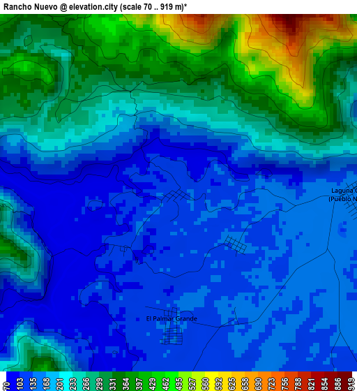 Rancho Nuevo elevation map