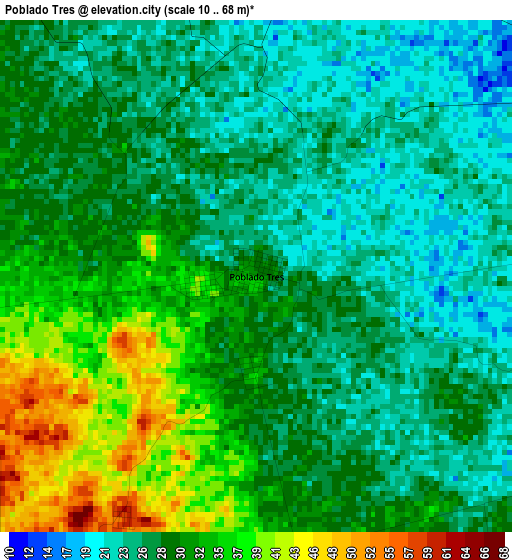Poblado Tres elevation map