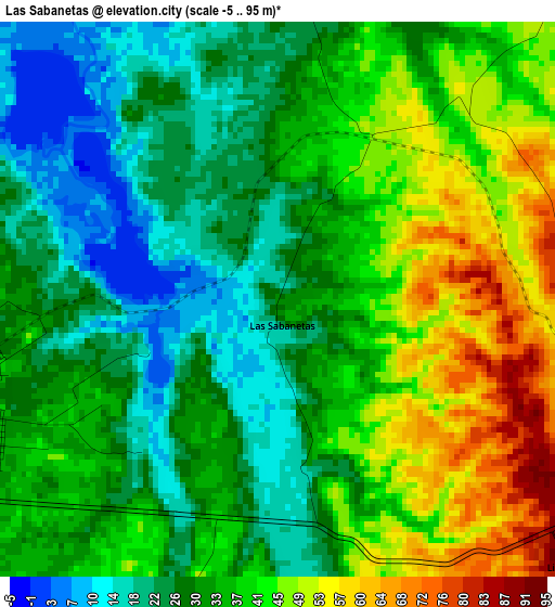 Las Sabanetas elevation map