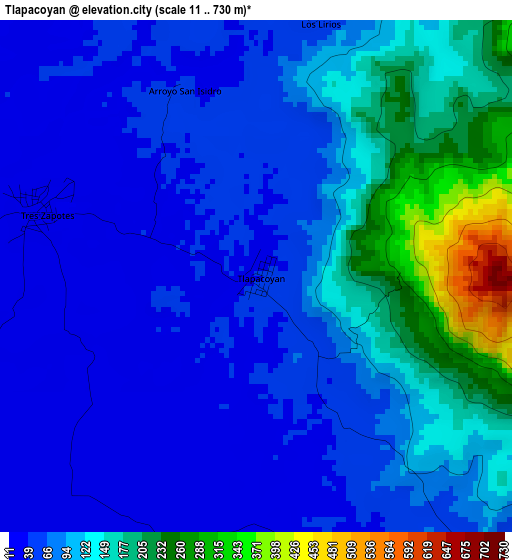 Tlapacoyan elevation map