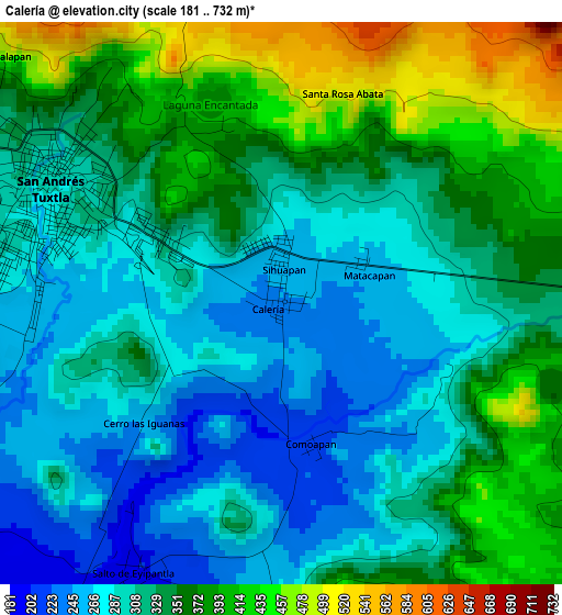 Calería elevation map