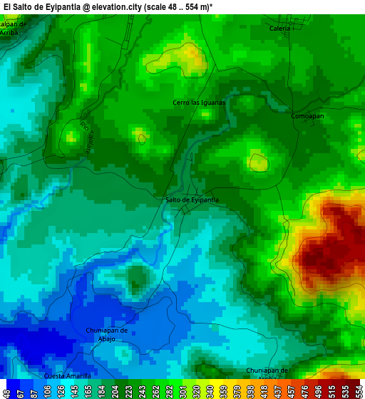 El Salto de Eyipantla elevation map