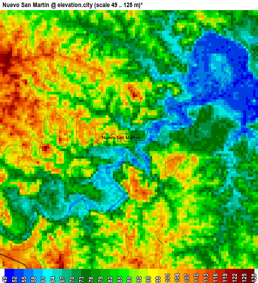 Nuevo San Martín elevation map