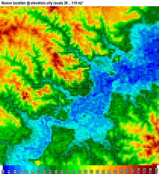 Nuevo Ixcatlán elevation map