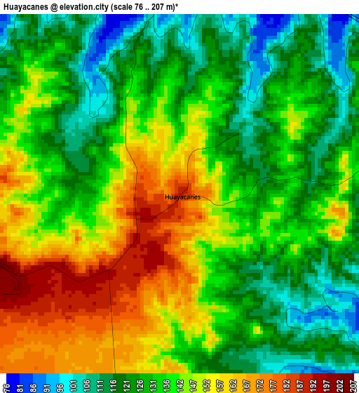 Huayacanes elevation map