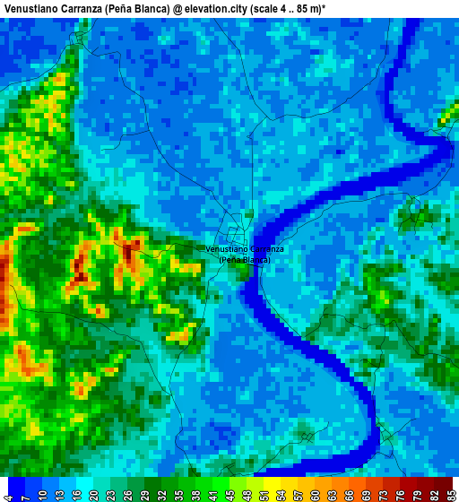 Venustiano Carranza (Peña Blanca) elevation map