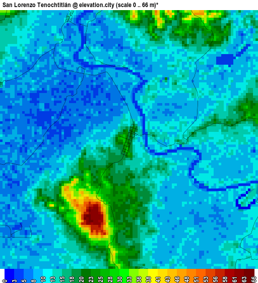 San Lorenzo Tenochtitlán elevation map