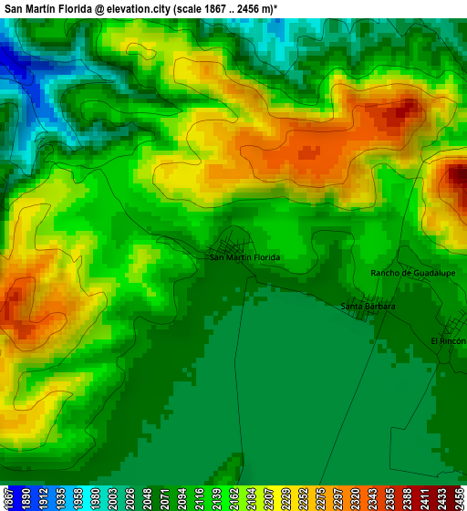 San Martín Florida elevation map