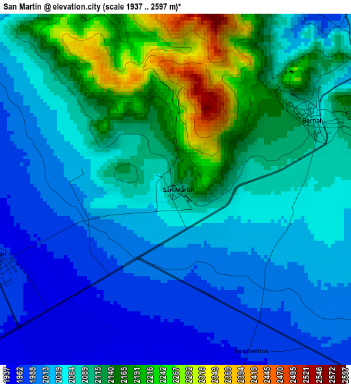 San Martín elevation map