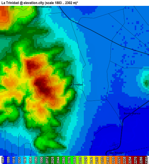 La Trinidad elevation map