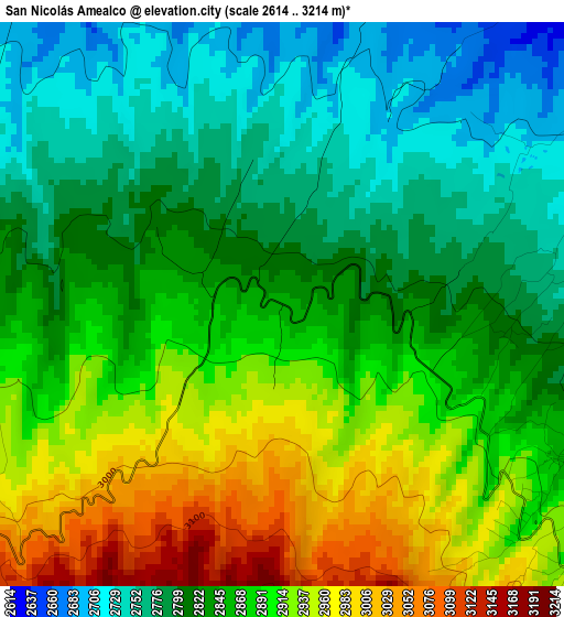 San Nicolás Amealco elevation map