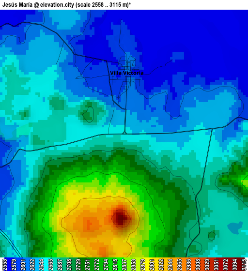 Jesús María elevation map