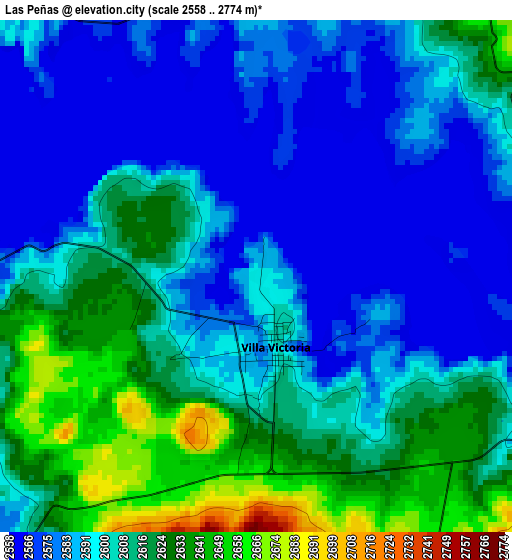 Las Peñas elevation map