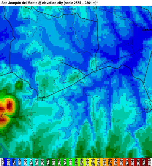 San Joaquín del Monte elevation map