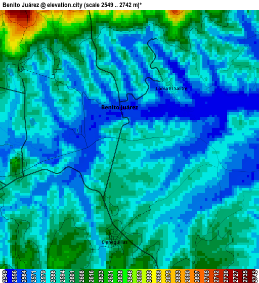 Benito Juárez elevation map