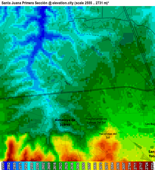 Santa Juana Primera Sección elevation map